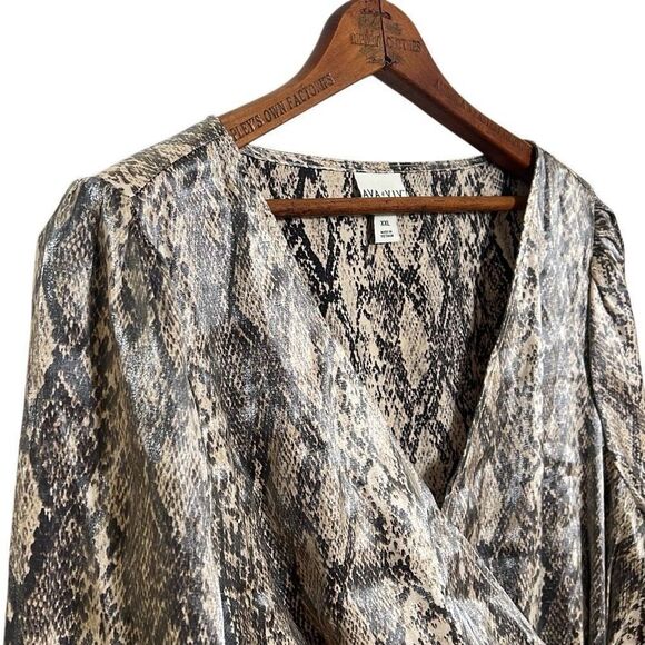 Ava & Viv NWOT Metallic Snake Print Balloon Long Sleeve Dress Multicolor XXL - Picture 6 of 9